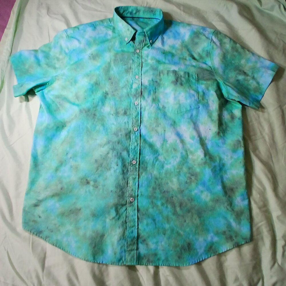 The Happy Accident - cotton blend tie dyed camp shirt